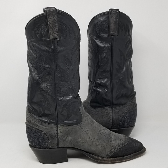 Tony Lama Stingray Leather Cowboy Boots Mens Size 7EE Womes 8.5 Pointy Toe main image 12